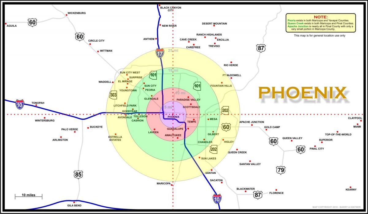 mapa oblasti Phoenix