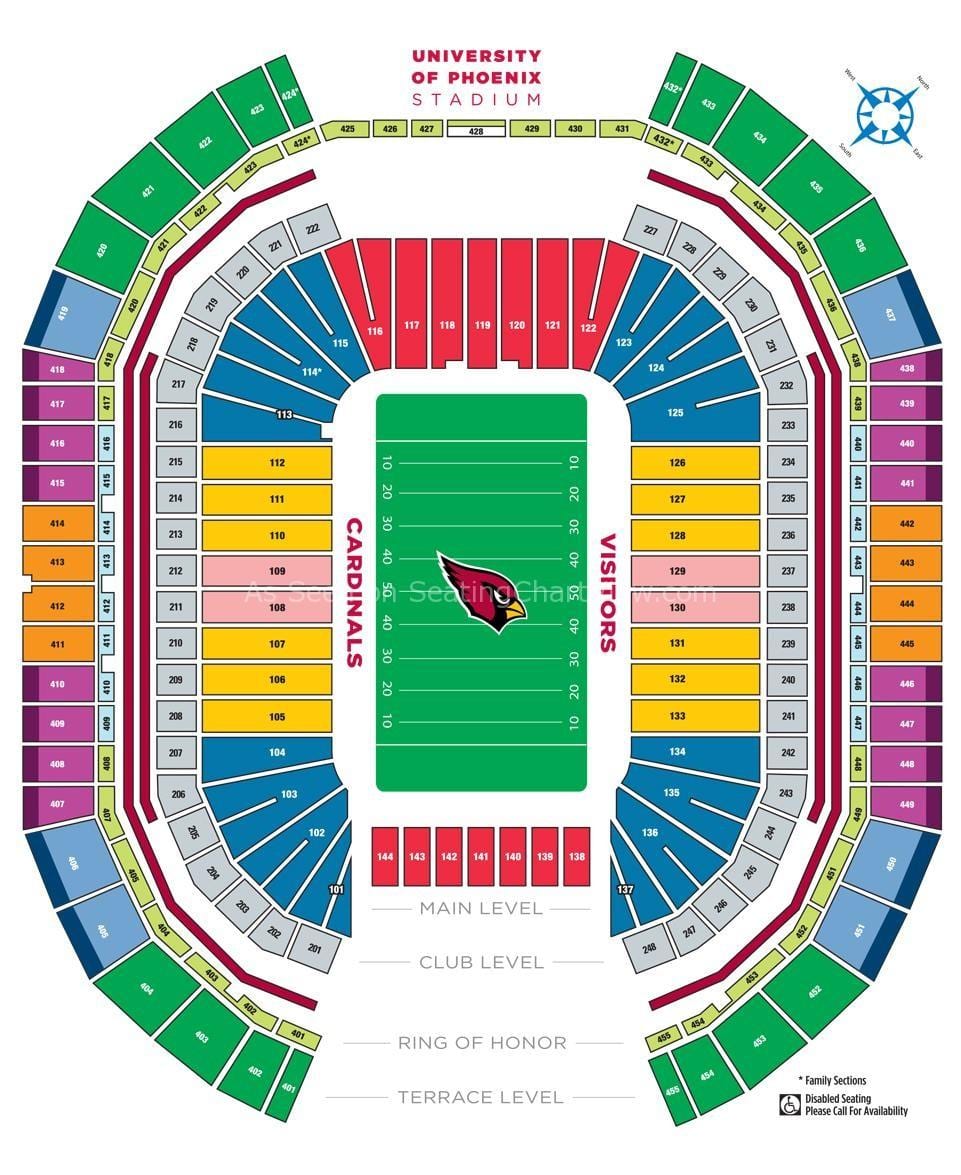 university of Phoenix stadium sezení mapě