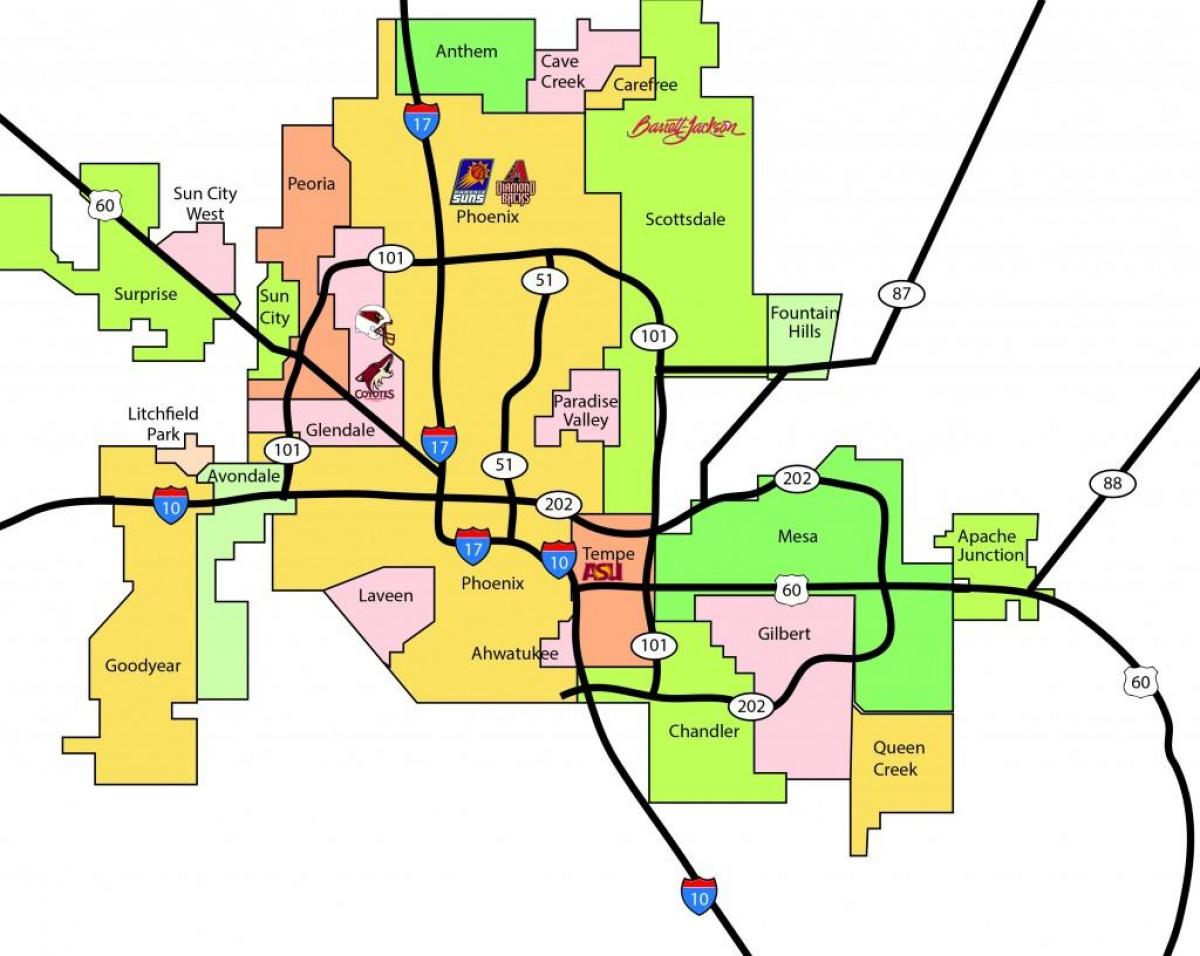 Phoenix metro oblast mapě