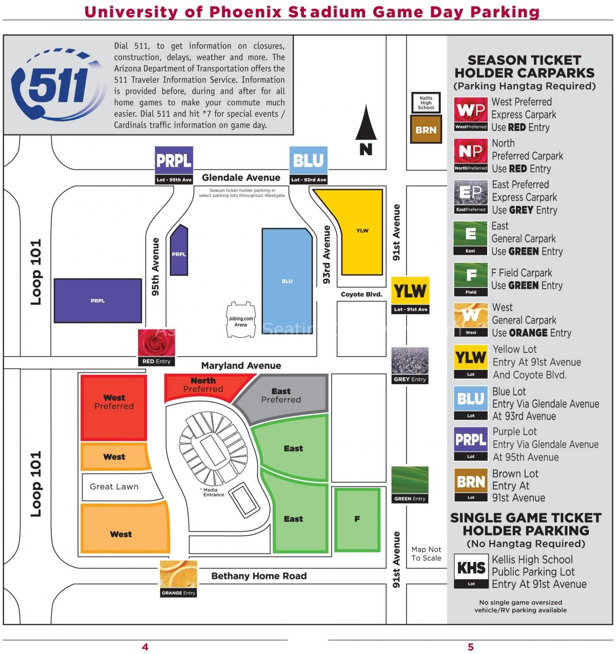 parkování mapa university of Phoenix stadium