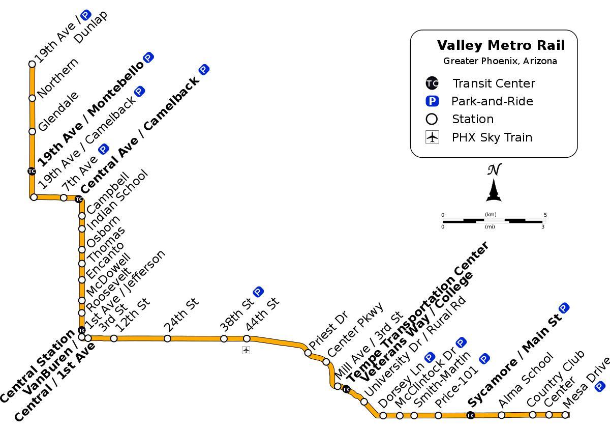 Valley metro bus mapa tras