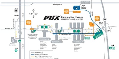 Mapa letiště sky harbor