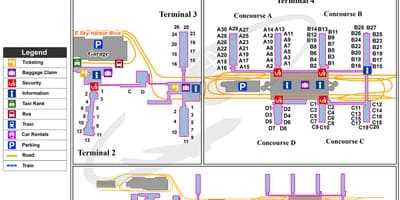 Mapa Phoenix sky harbor letiště