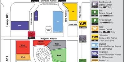 Parkování mapa university of Phoenix stadium